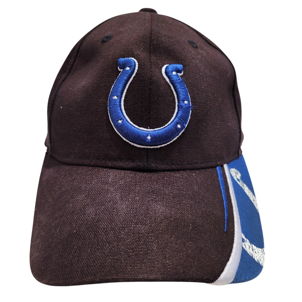 NFL Team Apparel Indianapolis Colts Hat Mens Black Blue Baseball Cap Adjustable